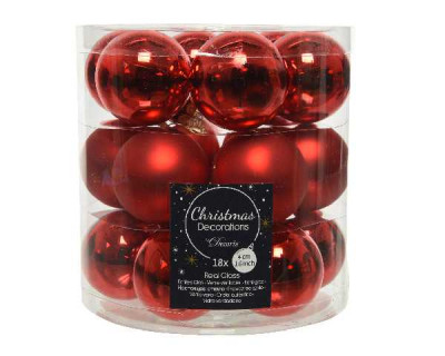BOITE 18 BOULES VERRE BRILLANT, MAT rouge noël  Inconnu