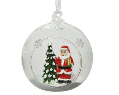 BOULE VERRE PERE NOEL A/SAPIN clair  Inconnu