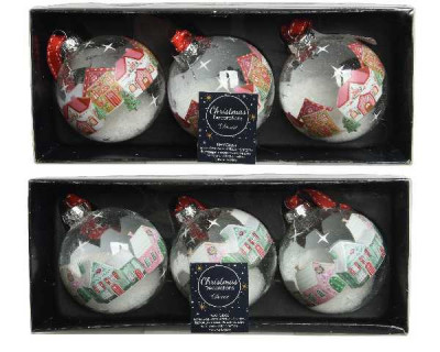 BOULE VERRE MOTIF MAISONS, NEIGE IN assortie  Inconnu