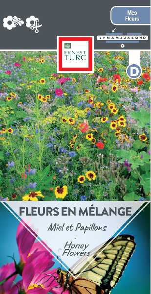 FLEURS EN MELANGE MIEL ET PAPILLONS  D TURC