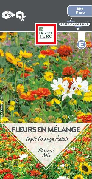 FLEURS EN MELANGE TAPIS ORANGE ECLAIR  E TURC