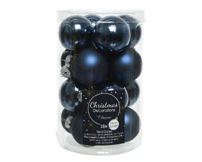 BOITE 16 BOULES VERRE BRILLANT, MAT bleu nuit  KAEMINGK