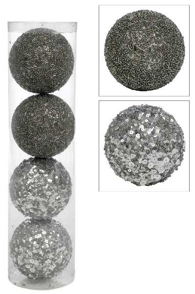 TUBE 4 BOULE DE NOEL PAIL PLAST  Gr f 33 cm Jolipa
