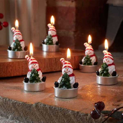 SNOWMAN TEALIGHT CANDLES SMART GARDEN