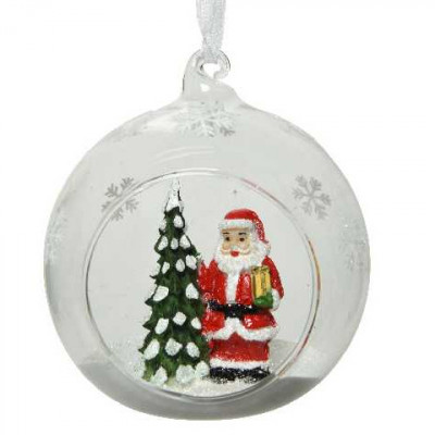BOULE VERRE PERE NOEL A/SAPIN clair  Inconnu