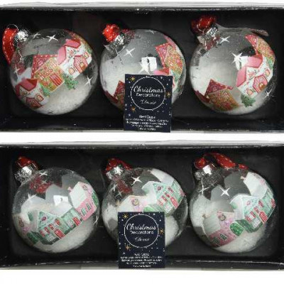 BOULE VERRE MOTIF MAISONS, NEIGE IN assortie  Inconnu