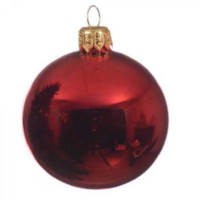 BOULE VERRE BRILLANT rouge noël  Inconnu
