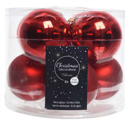 BOULES VERRE BRILLANT, MAT MIX rouge noël  Inconnu
