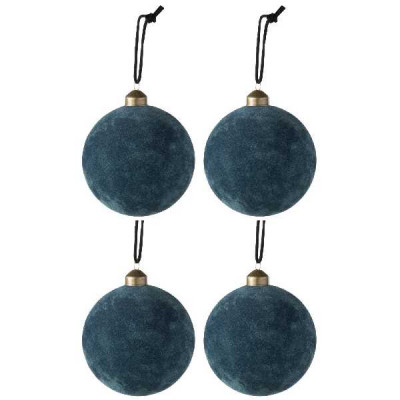BOULE VELOURS VERRE BLEU M (10X10X1   Jolipa