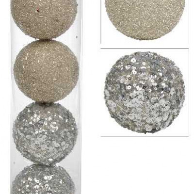 TUBE 4 BOULE DE NOEL PAIL PLAST  Or 33 cm Jolipa
