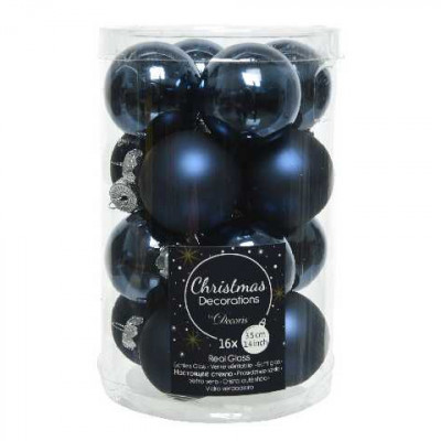 BOITE 16 BOULES VERRE BRILLANT, MAT bleu nuit  KAEMINGK